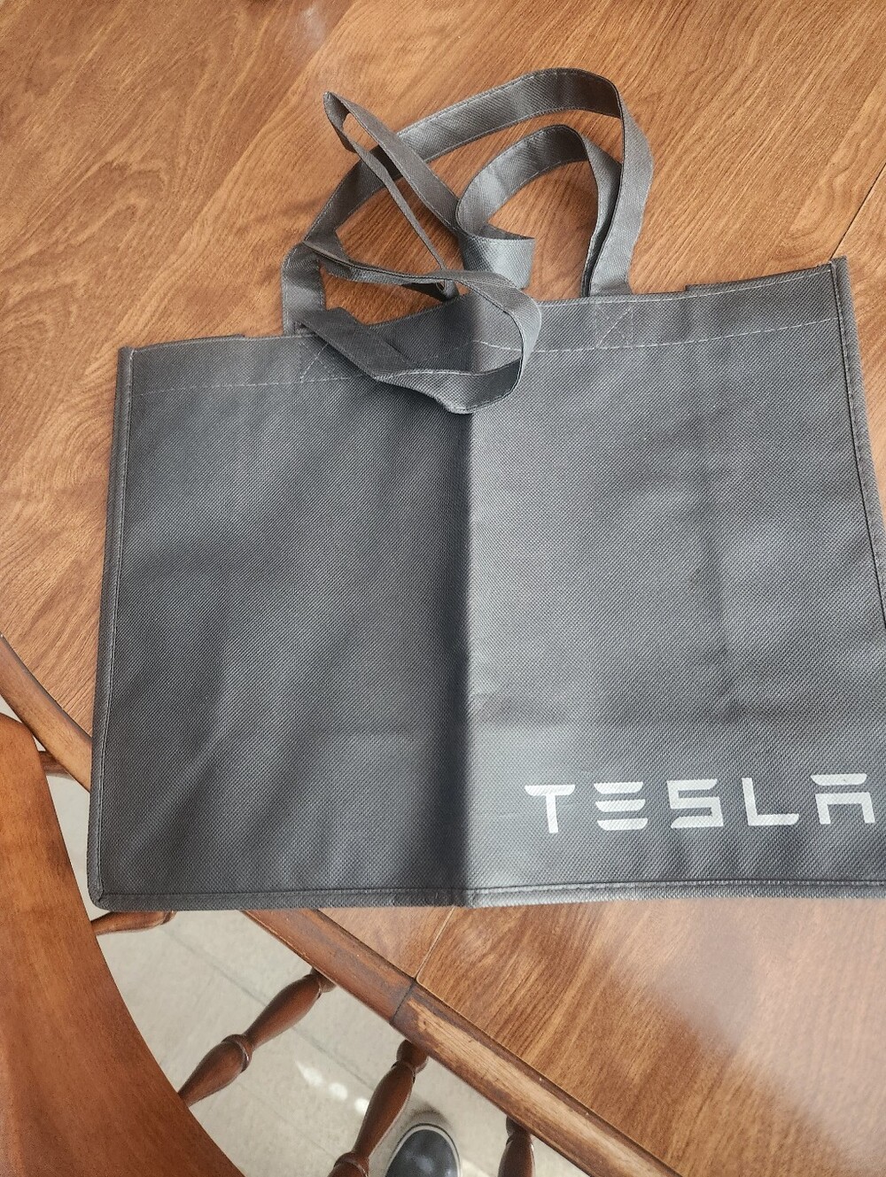 Tesla Black Reusable Shopper Tote with Logo